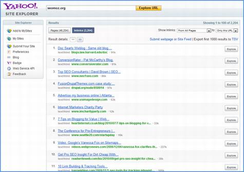 Yahoo Site Explorerر